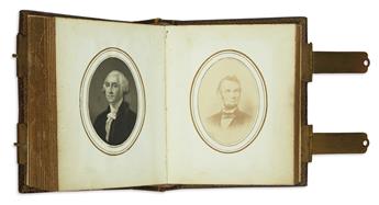 (LINCOLN, ABRAHAM.) Carte-de-visite album of Lincoln along with other presidents and war heroes.